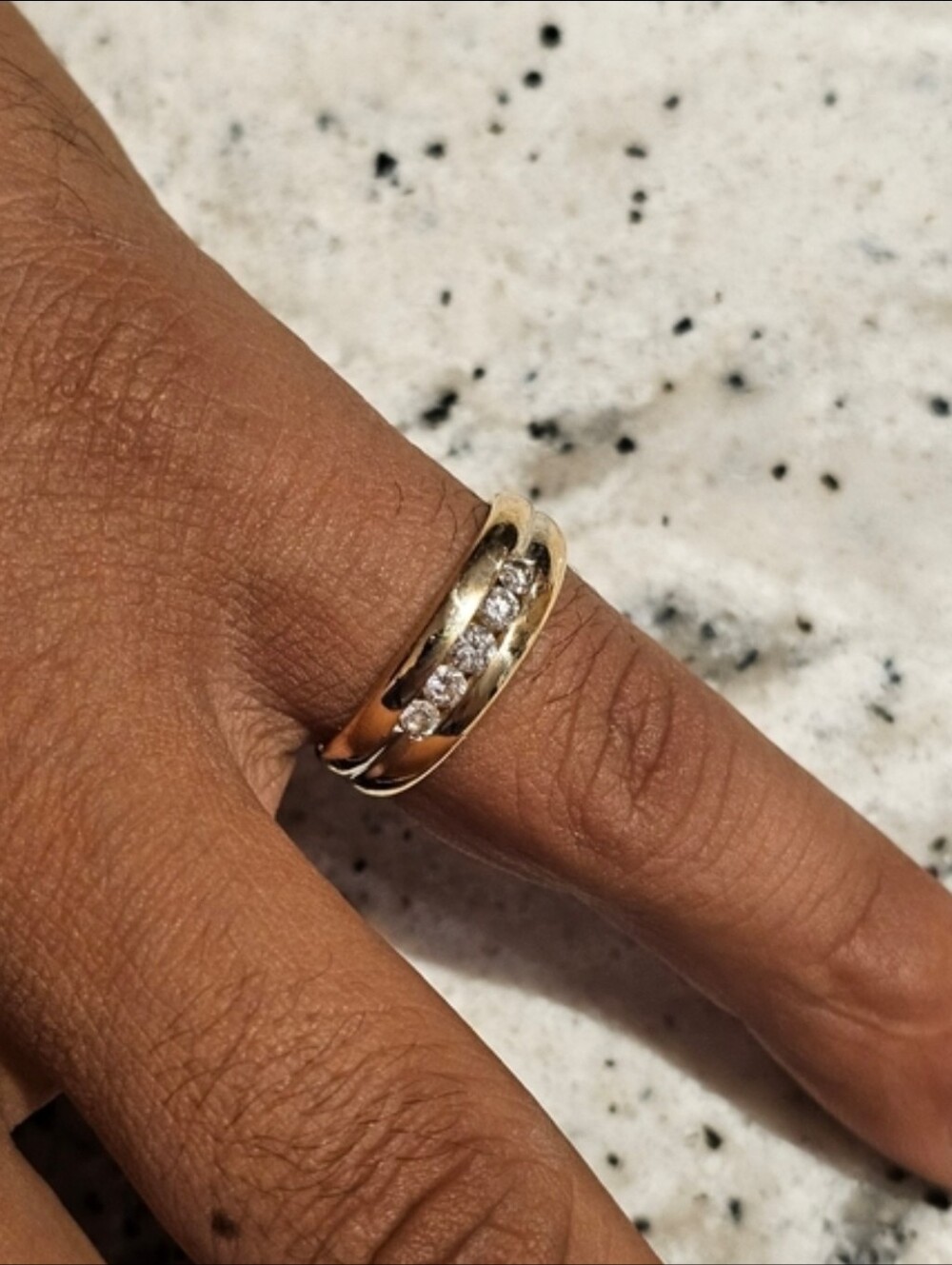 Men's 14kt Yellow & White Gold Mined Diamond Band, Size 9 3/4.